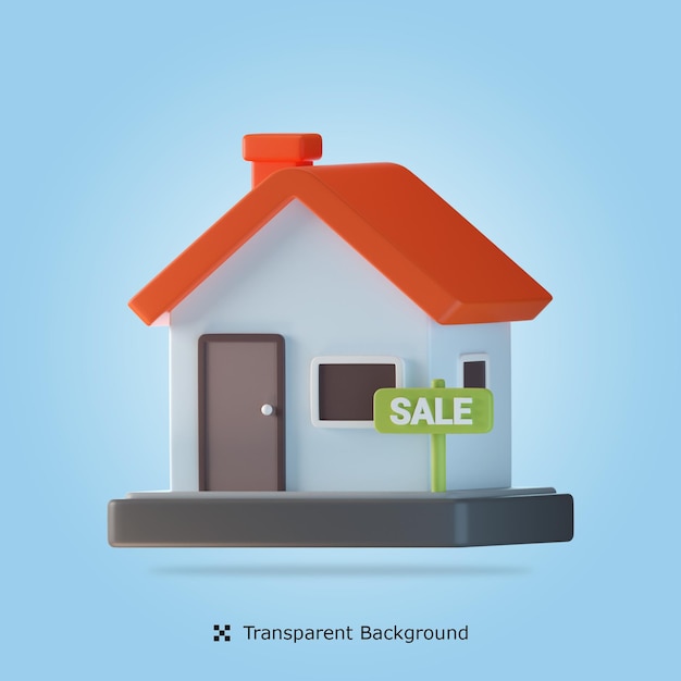 PSD casa in vendita icona 3d illustrazione