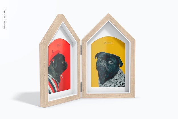 House Shape Photo Frame Mockup, Left View