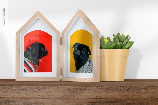 House Shape Photo Frame Mockup, Right View