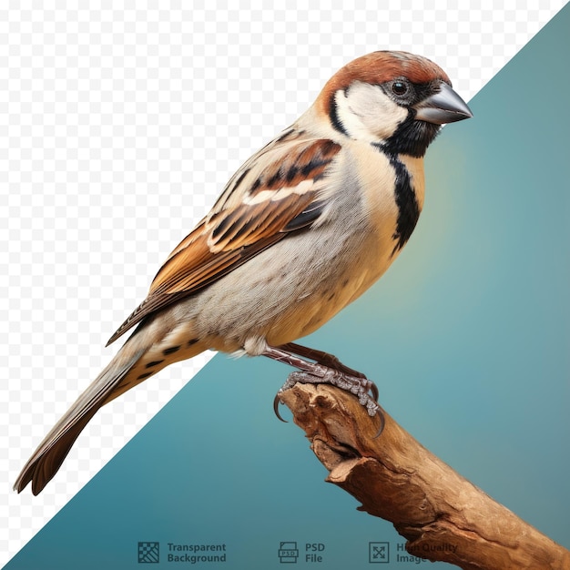 PSD house sparrow resting on a surface