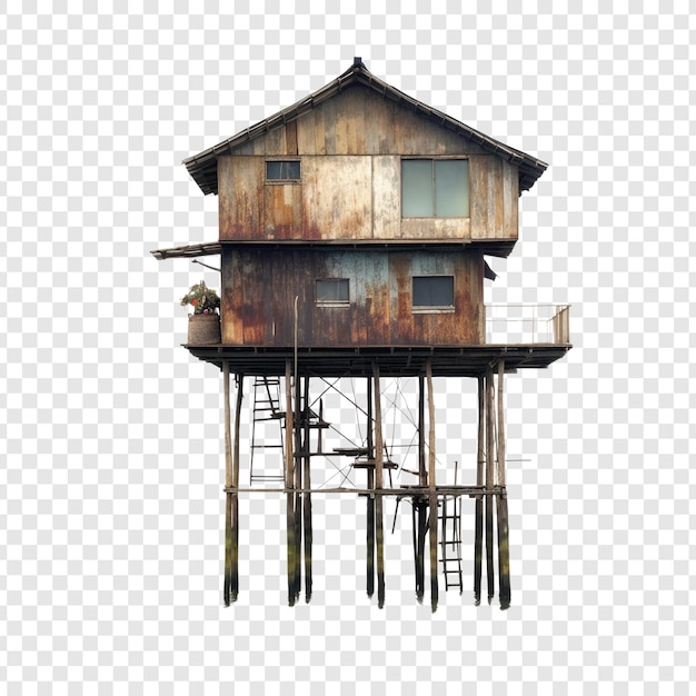 PSD house on stilts isolated on transparent background