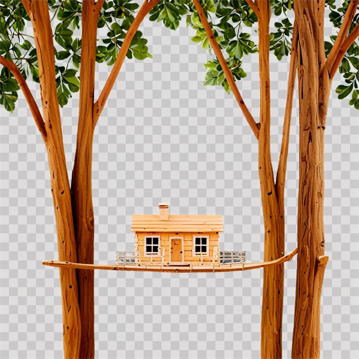PSD a house on a tree with a house on the top