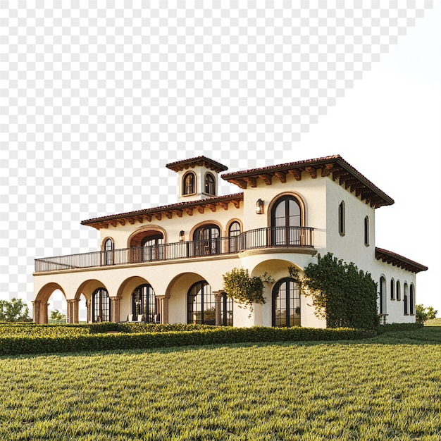 a house with a balcony on a white background with a picture of a house on it