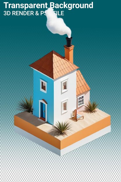 PSD a house with a chimney on the roof and a smoke stack on the top