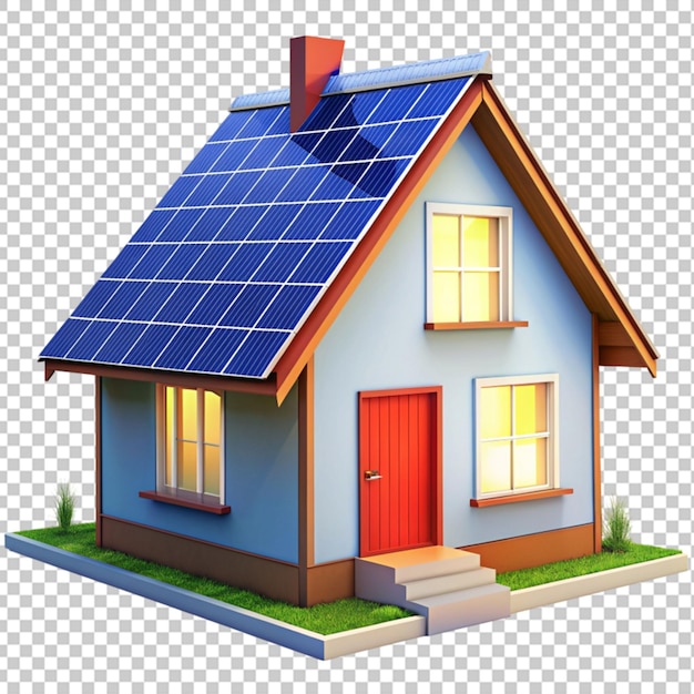 PSD casa con pannello solare sul tetto png