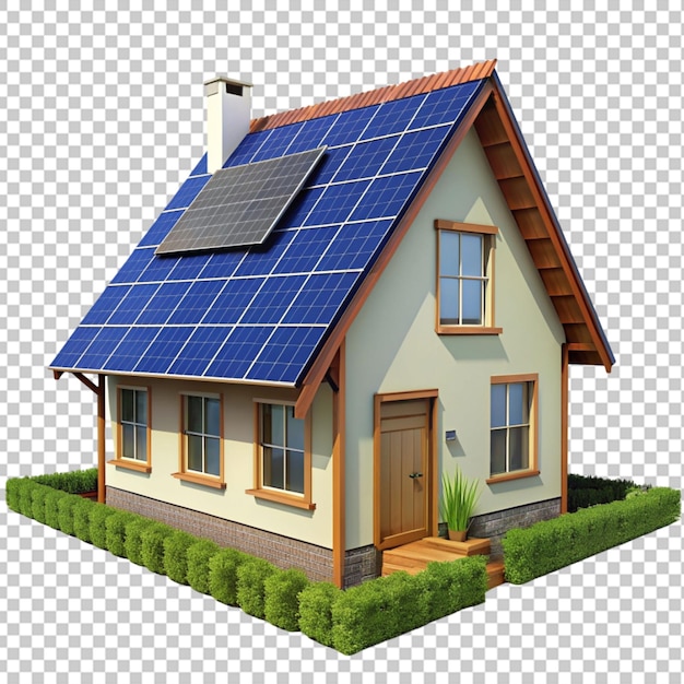 House with solar panel on roof png