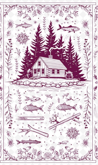 A house in the woods with fish and fish