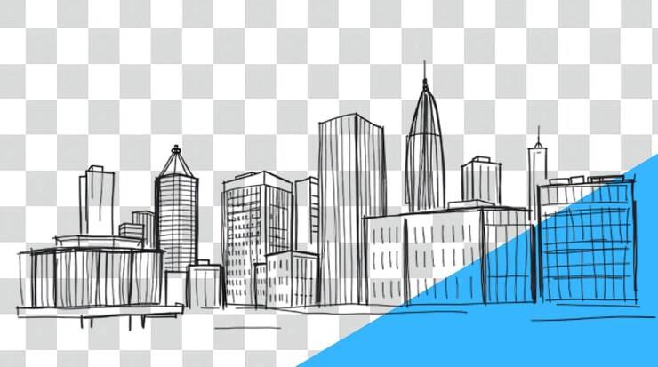 PSD houses and buildings on transparent background