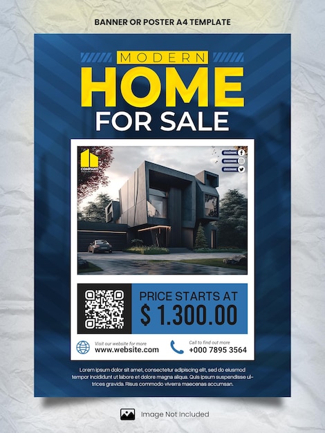 PSD houses for sale poster a4 or banner template