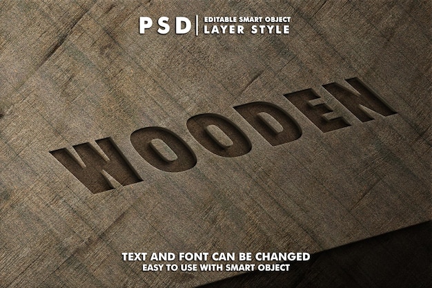 Hout 3d Realistisch Psd-teksteffect