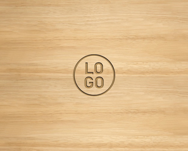 PSD hout gegraveerd logo mockup bewerkbare psd-bestanden