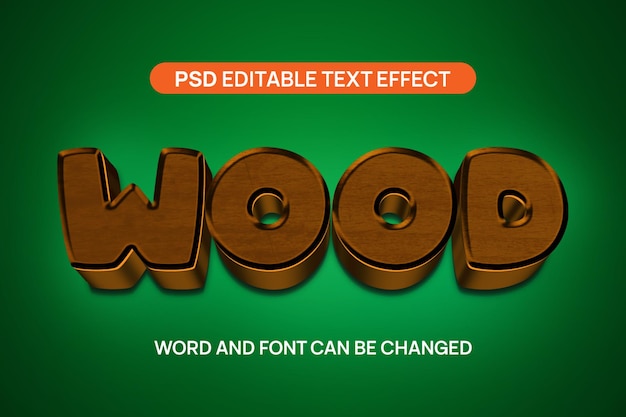 PSD hout teksteffect 3d psd