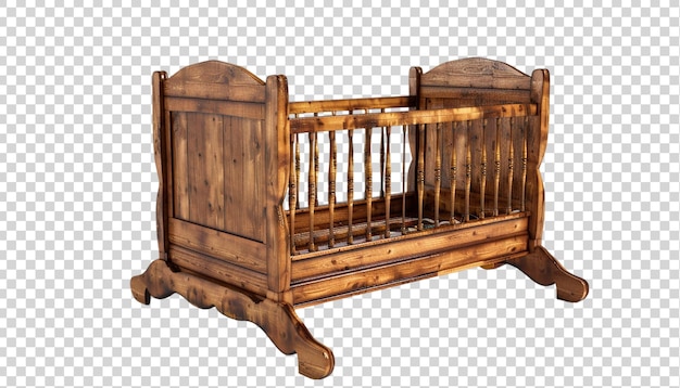 PSD houten babybedje geïsoleerd op een doorzichtige achtergrond