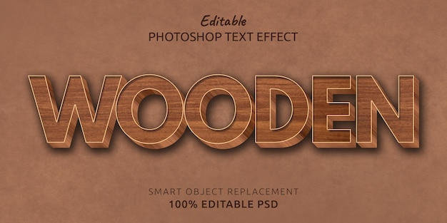 Houten bewerkbaar photoshop-tekststijleffect