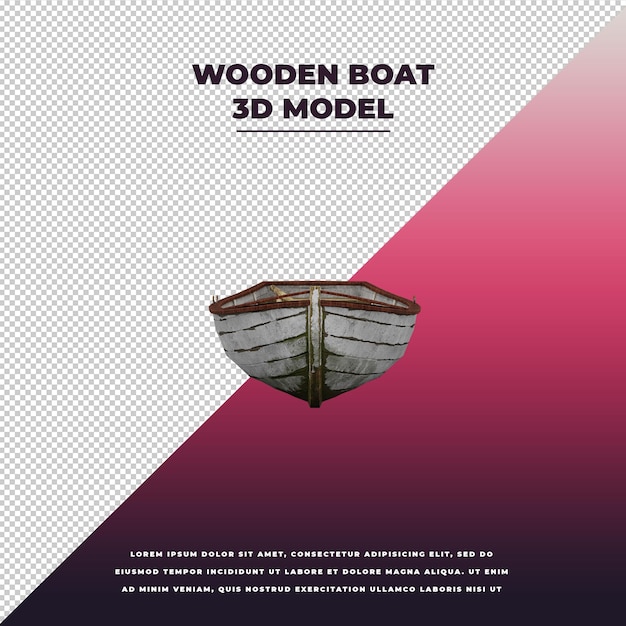 Houten boot 3d geïsoleerd