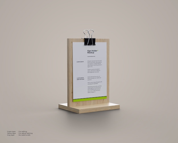 Houten bordhouders mockup