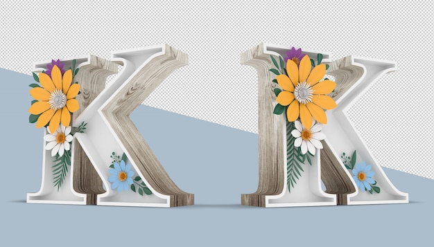 Houten brief met kleurrijke bloemdecoratie
