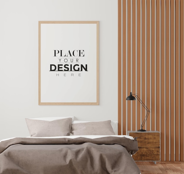 Houten Frame Mockup interieur in een slaapkamer