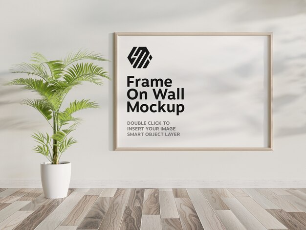 Houten frame opknoping op muur mockup