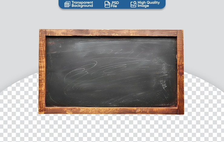 PSD houten frame rond een leeg rechthoekig schoolbord