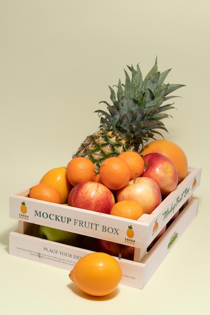 PSD houten kratmodel met exotisch fruit