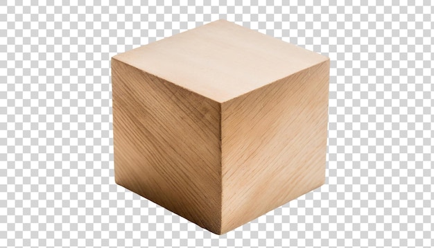 PSD houten kubus geïsoleerd op een doorzichtige achtergrond