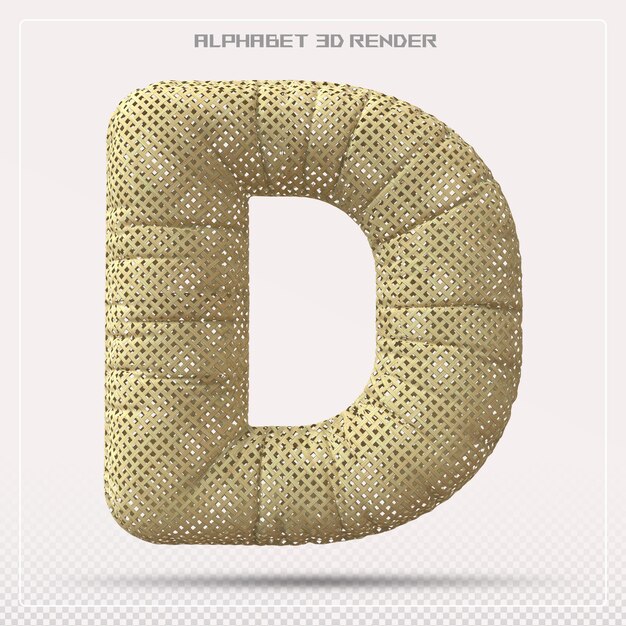 PSD houten letter d lettertype kleurovergang alfabet 3d render