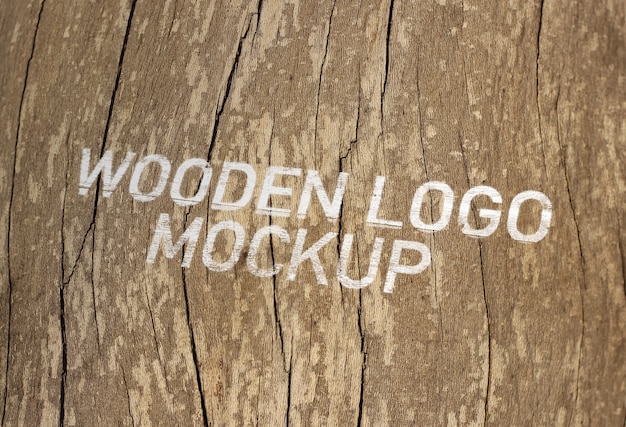 PSD houten logo mockup