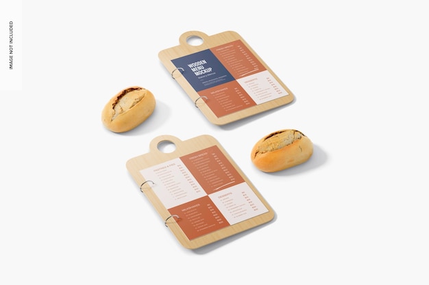 Houten menu mockup, perspectief