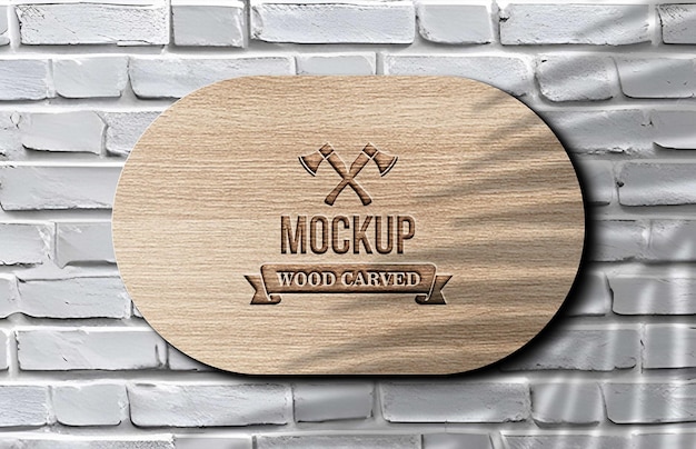 houten mockup op wandontwerppresentatie