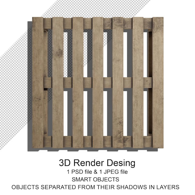 Houten pallet 3d-rendering geïsoleerd op transparante achtergrond
