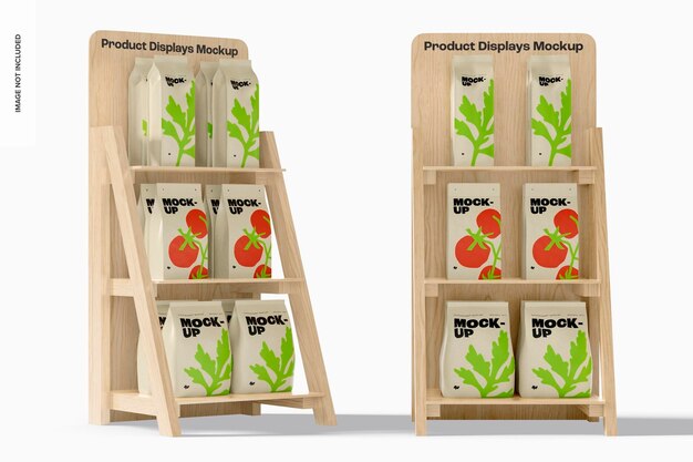 PSD houten product geeft mockup, zij- en vooraanzicht weer