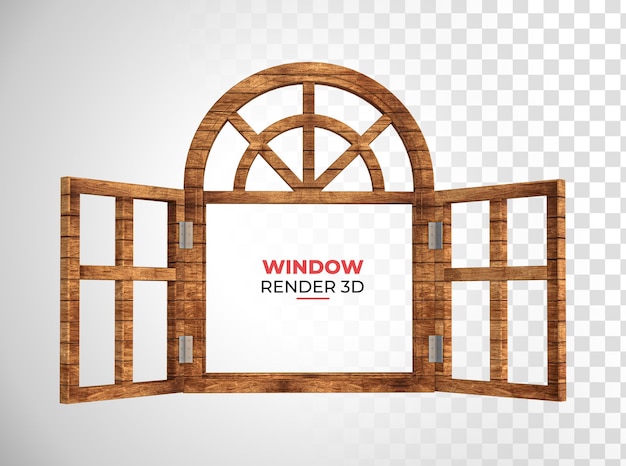 PSD houten raam 3d render