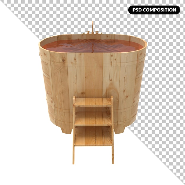 Houten sauna emmer geïsoleerd 3D rendering