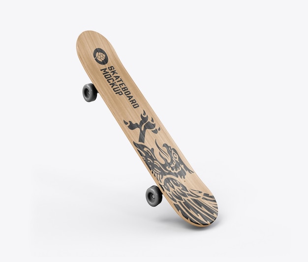 PSD houten skateboard mockup