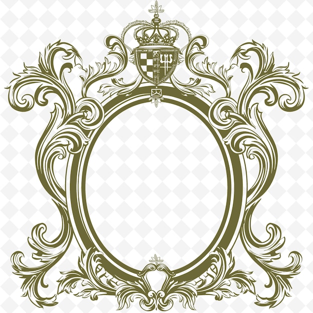 PSD houten spiegelcontour met wapenschild en scrollwork coat illustratie frames decor collectie