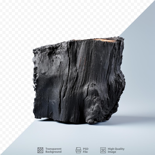 Houtskool gemaakt van verbrand hout op een transparante achtergrond