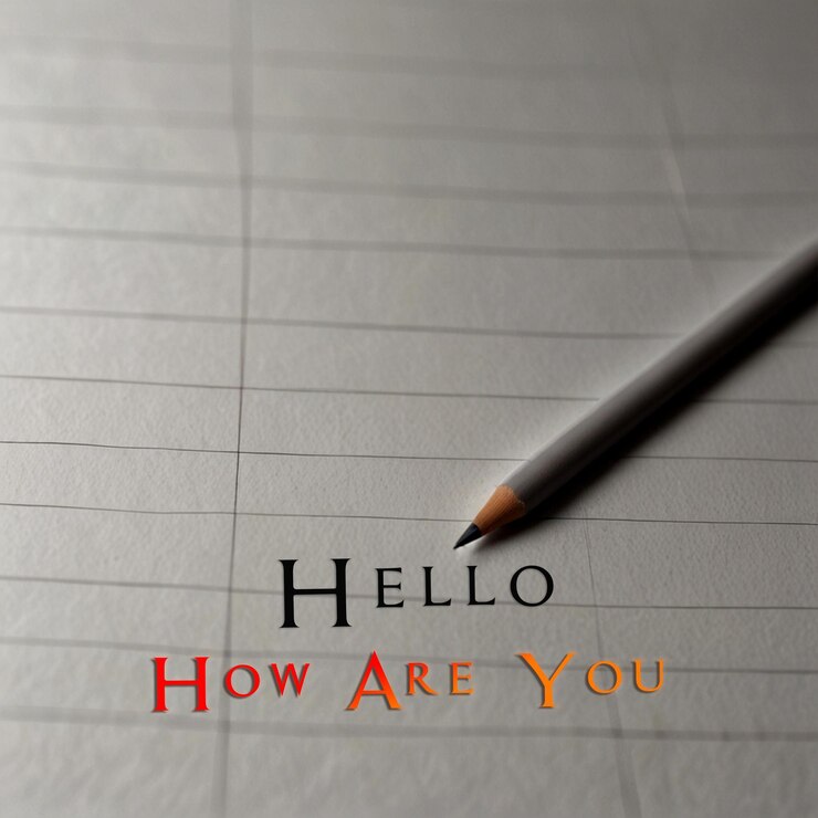 PSD how are you text write on paper