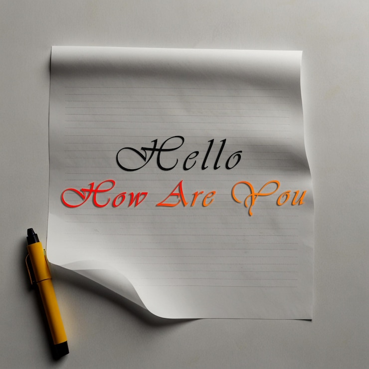 PSD how are you text write on paper