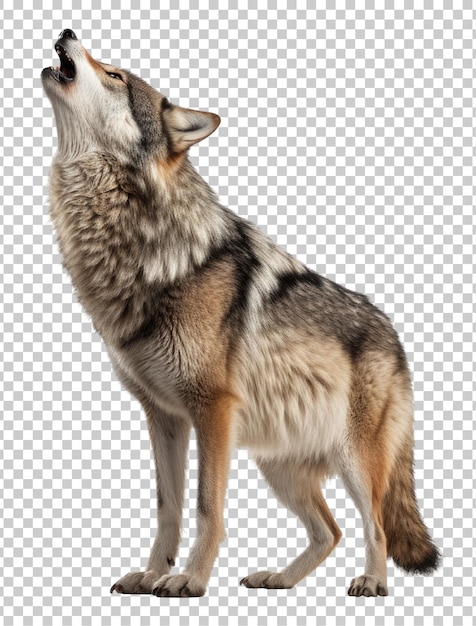 PSD howling wolf isolated on transparent background