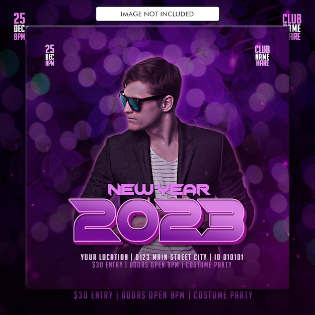 Hristmas and new year night celebration event party event flyer square