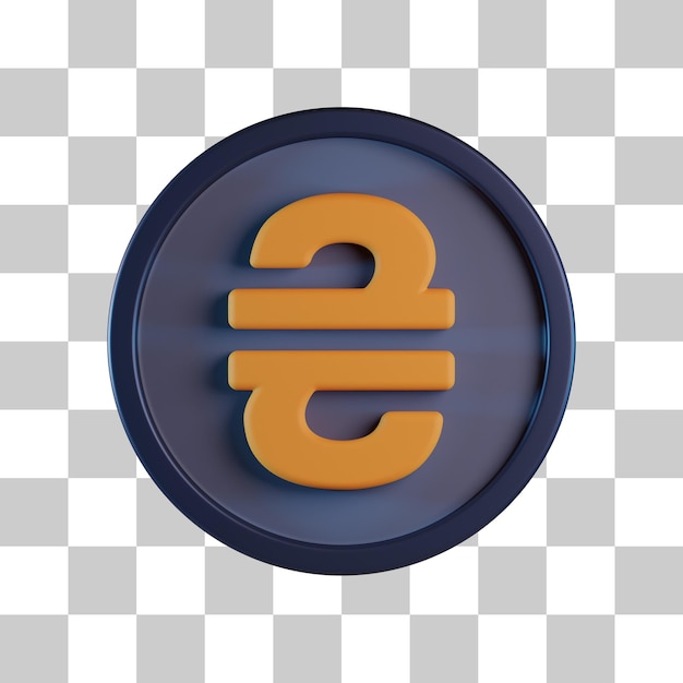 PSD hryvnia coin 3d icon