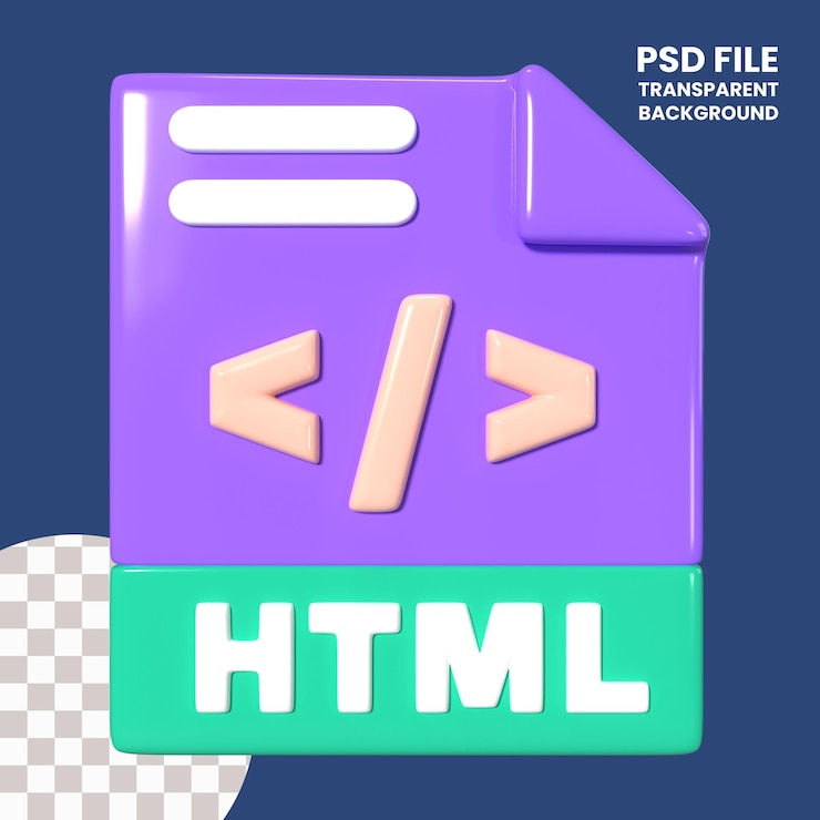 PSD html file 3d illustration icon