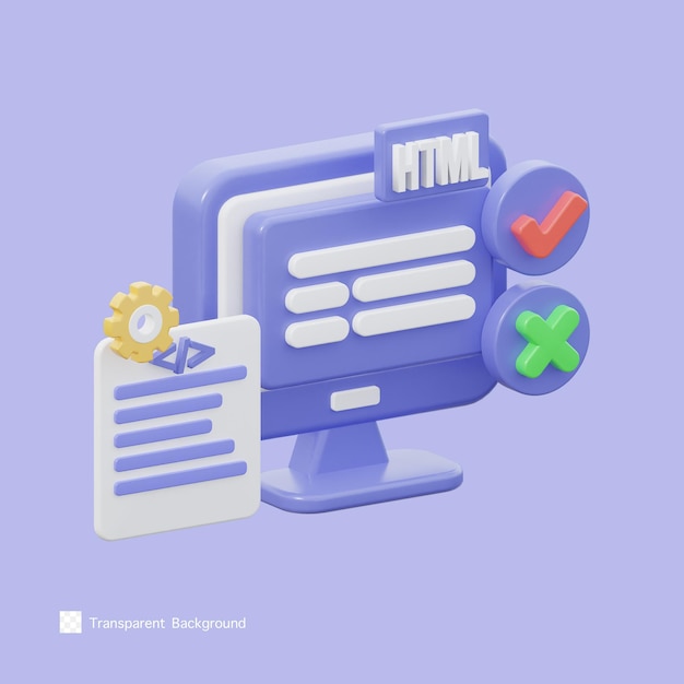 Значок HTML 3d рендеринг иллюстрации