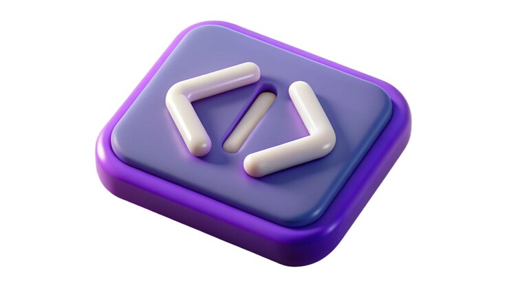 PSD html icon purple sign 3d render