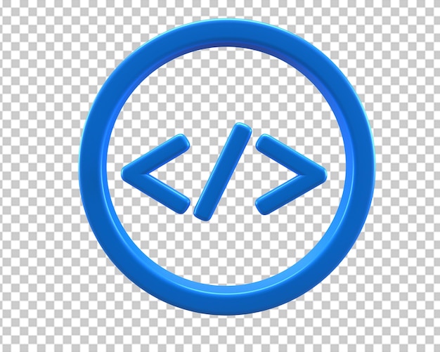 Html kode blåt ikon 3d gengivelse