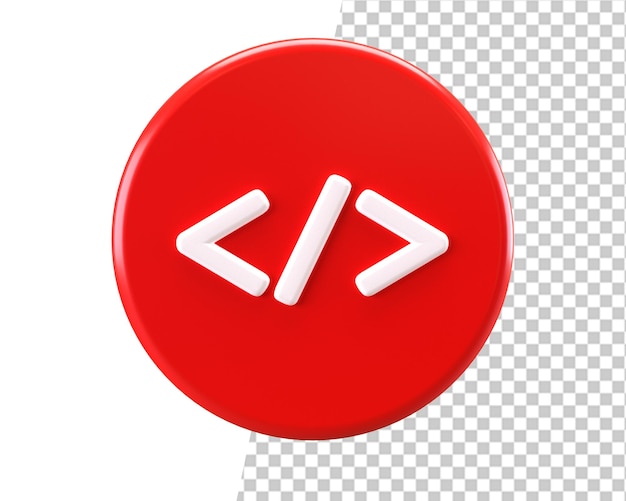 Html red icon 3d rendering