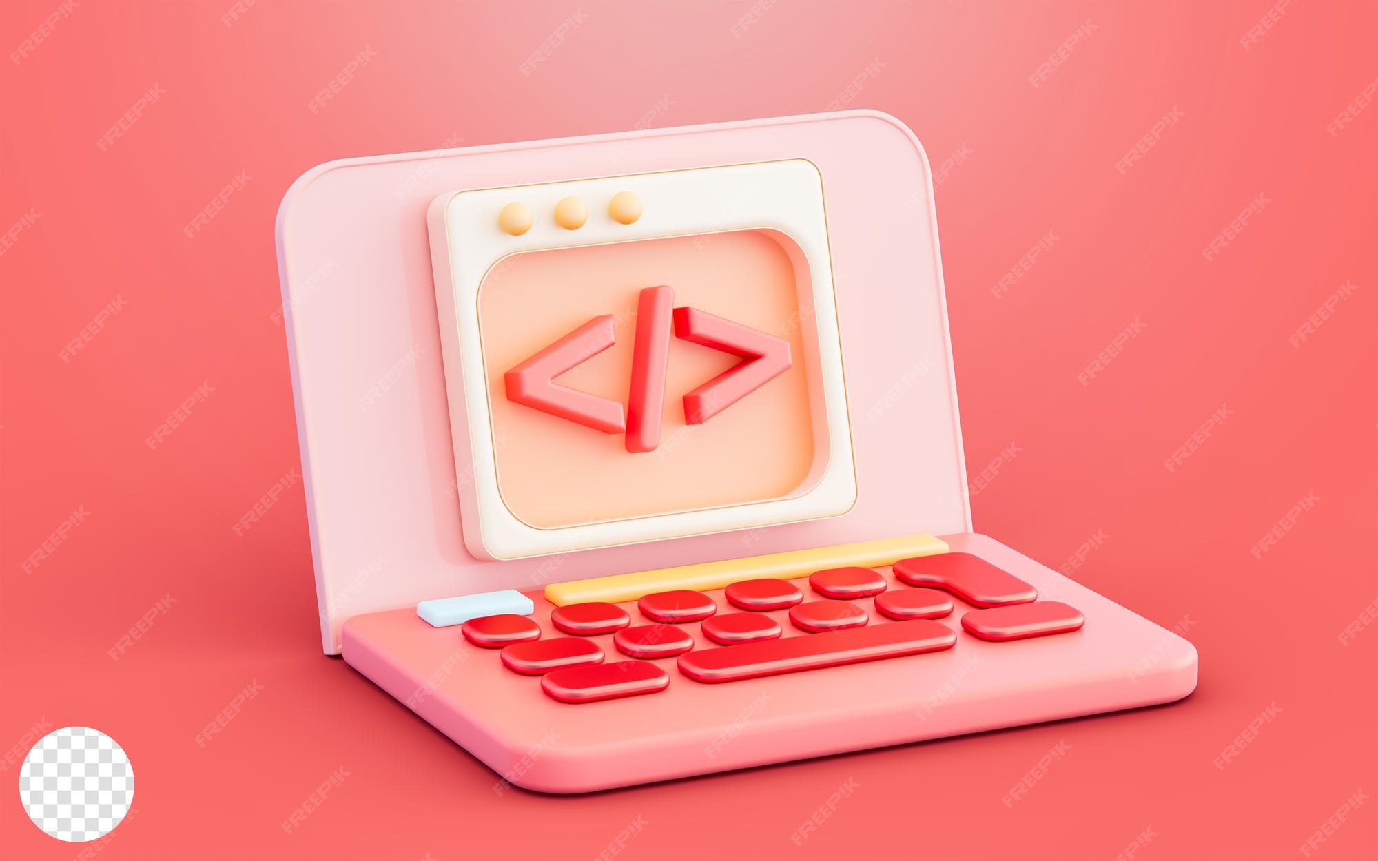 Premium PSD | Html website code interface on laptop 3d illustration ...
