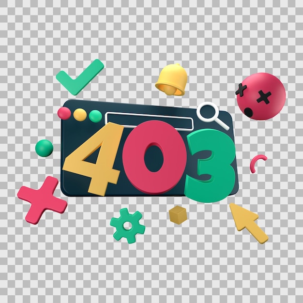 PSD http four hundred three forbidden status code with transparent background 3d illustration