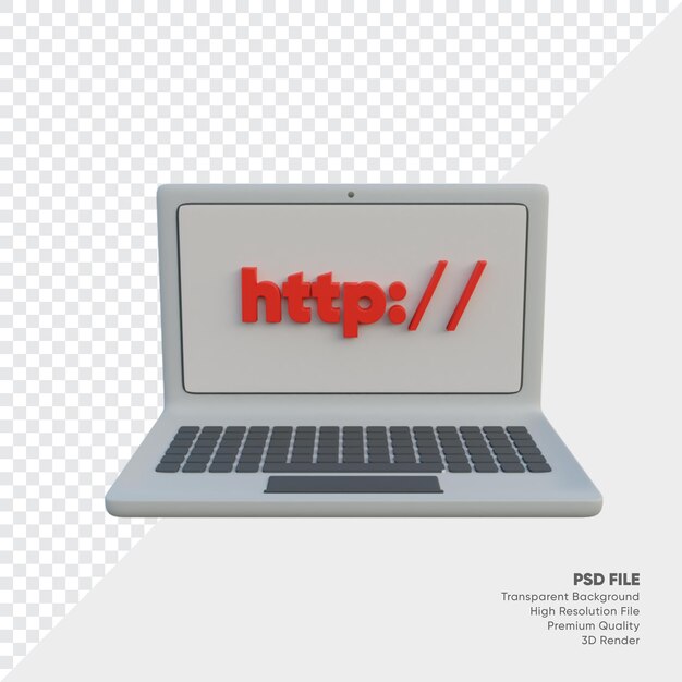 Http in laptop 3d illustration